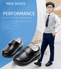 Boys Black Student Velcro British Leather Shoes
