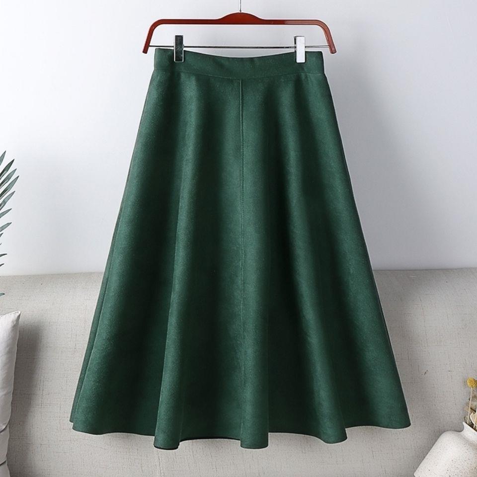 High Waist Slimming Mid-length Retro A- Line Large Hem Umbrella Skirt