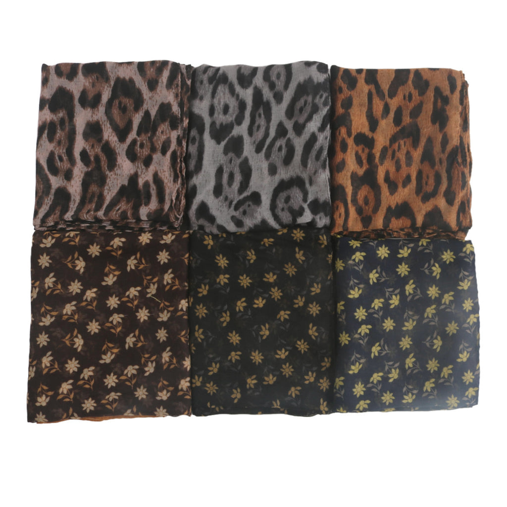Printed Classic Leopard Pattern Flat Women's Toe Cap Scarf Silk Scarf