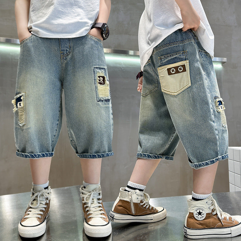Boy Summer Clothing Shorts Thin Denim