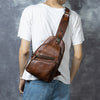 Men's Chest Crossbody Genuine Leather Retro Hand-rubbed Large Capacity Messenger Bag