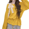 Bow Stitching Lace Strap Warm Temperament Top