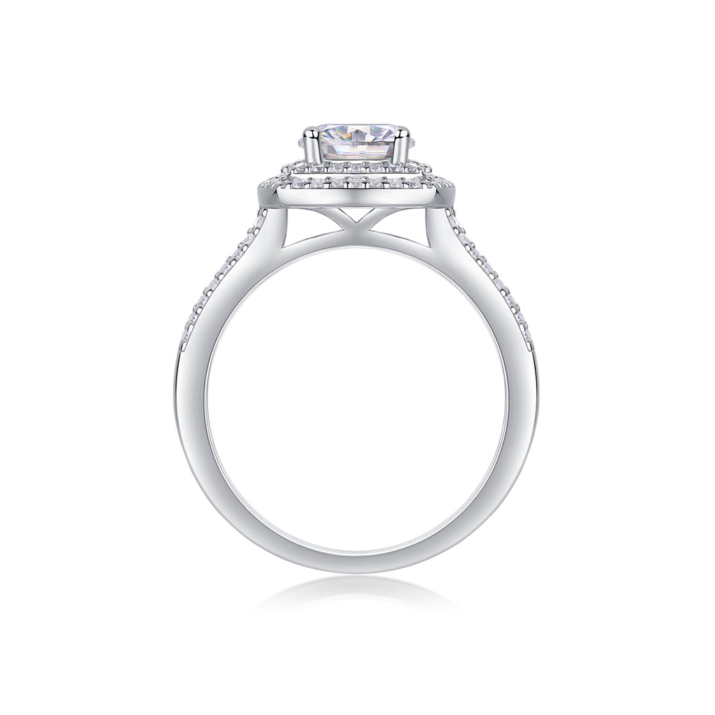 Sweet Holiday - A Wedding Ring Set With 1-carat Top-quality Moissanite S925 Silver And Platinum-plated Diamond. The Ring Can Be Inspected With A Diamond Pen