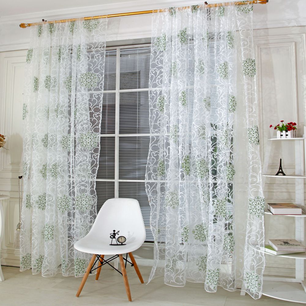 Finished Offset European-style Floral Ball Bedroom Non-shading Curtain