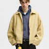 Retro Deconstructed Wool Jacket Men's Lapel Loose Zip-up Coat