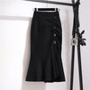 Women's Mid-length Tartan Skirt Western Style Slimming Split Fishtail