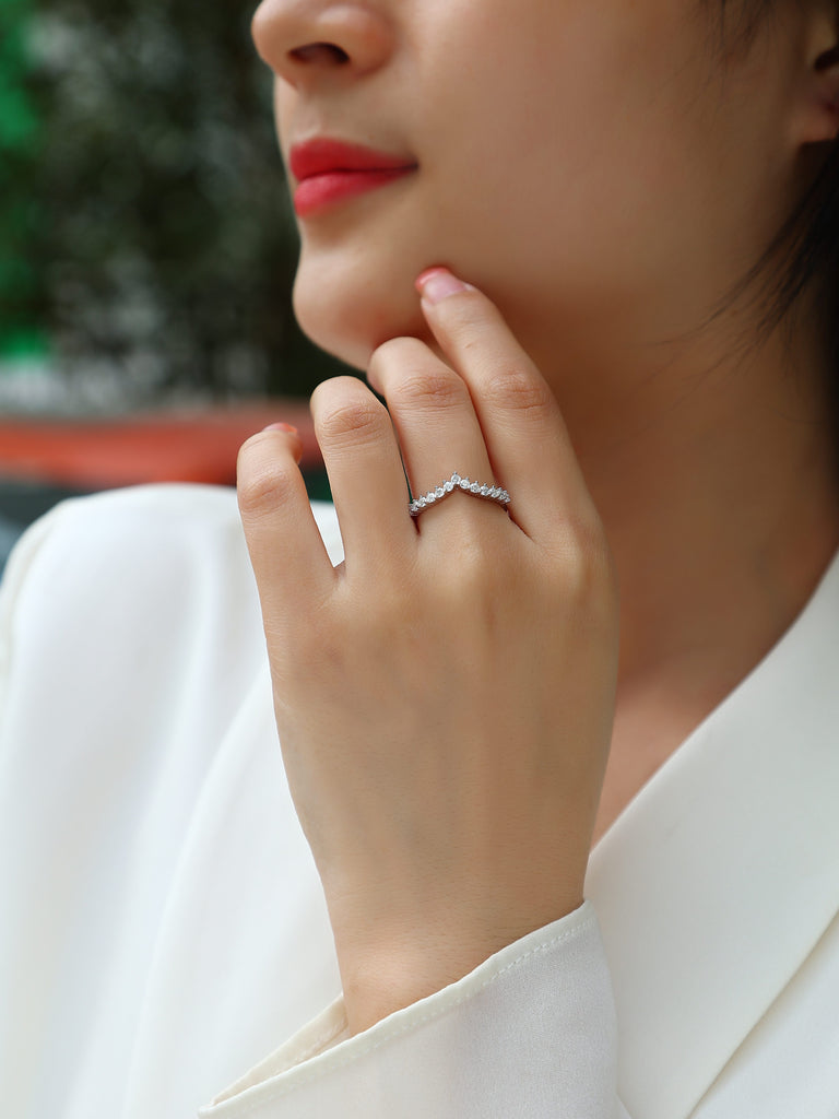 Embrace Yourself - A Wedding Ring Set With Top-quality Moissanite S925 Silver And Platinum-plated Diamond Can Be Tested With A Diamond Pen