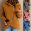 Casual Loose Lambswool Long Sleeve Zipper Hoodie Coat