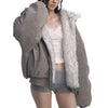 Gray Double-sided Dyed Pointed Fur Vintage Cotton-padded Jacket Coat