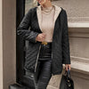 Mid-length Small Plaid Hooded Long-sleeved Warm Jacket