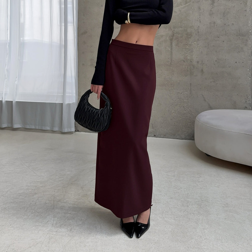High Waist Slimming Sense Of Design Split Straight Skirt