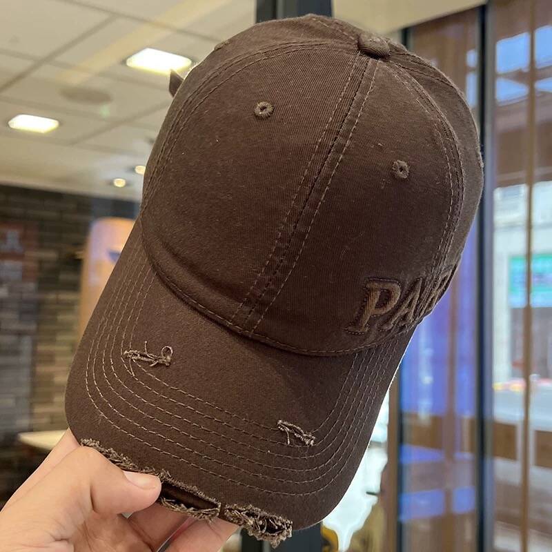 Washed Denim With Hole Baseball Cap Female Peaked Cap