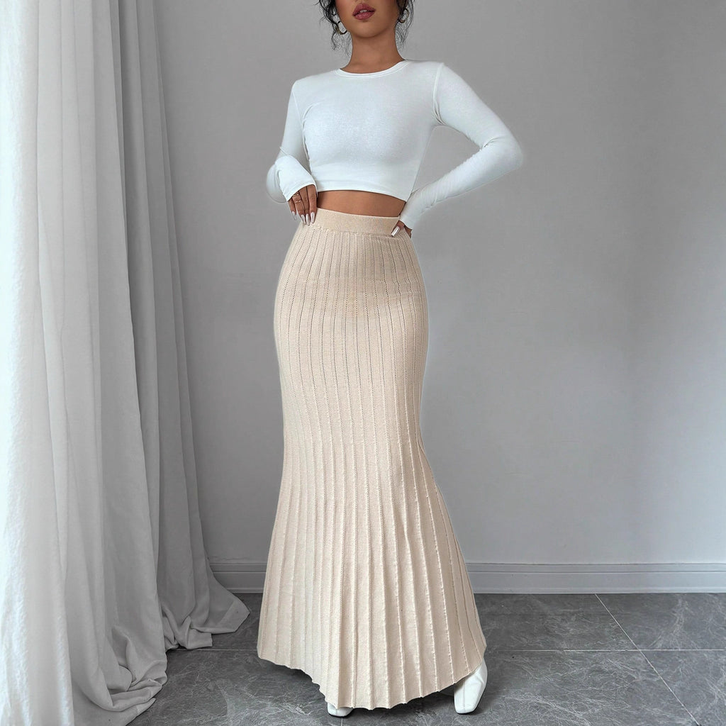 Women's Pleated Fishtail Skirt Apricot