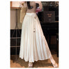 Vintage Belt Pleated Skirt Versatile Slimming High Waist A- Line