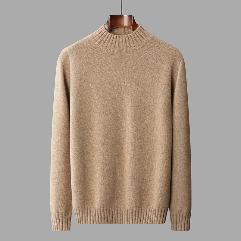 Men's Business-Casual Solid-Color All-Match Sweater With A Half-High Neck