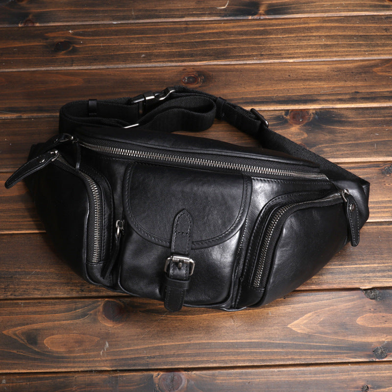 Outdoors Commute Slanted Chest Bag First Layer Cowhide High-grade All-match Trendy Backpack