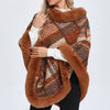Big Fur Collar Cloak Mid-length Batwing Sleeve Pullover Classic Plaid Shawl