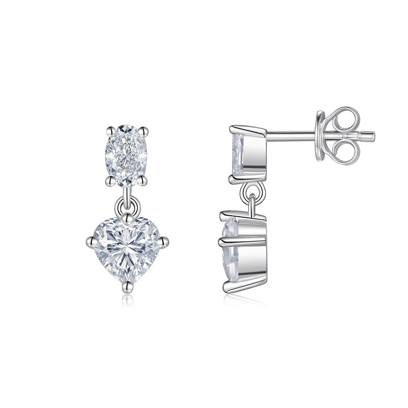 Top-quality Moissanite Luxury And Fashionable Light Luxury Jewelry Silver Stud Earrings S925 Silver Plated Platinum