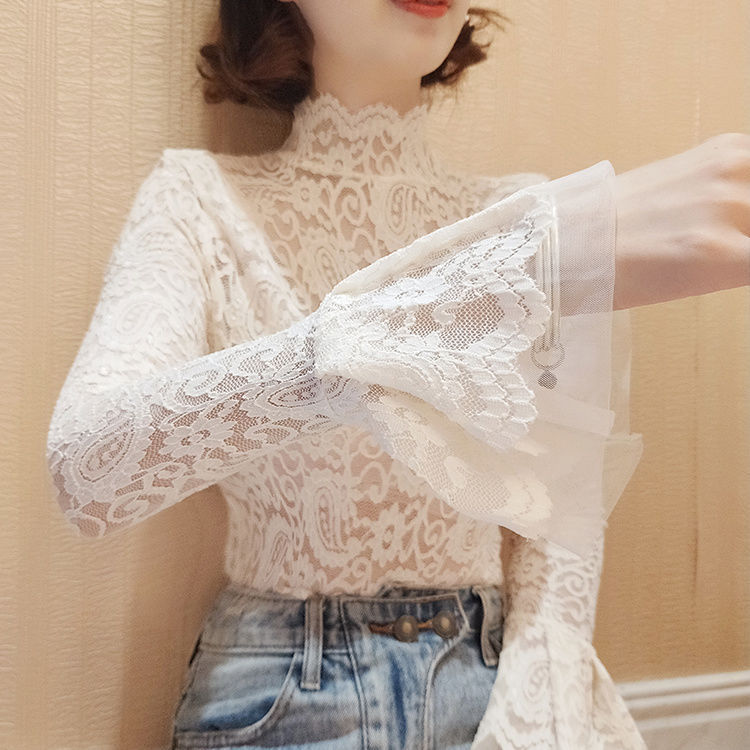 Fleece-lined Thickened Horn Lace Underwear Turtleneck