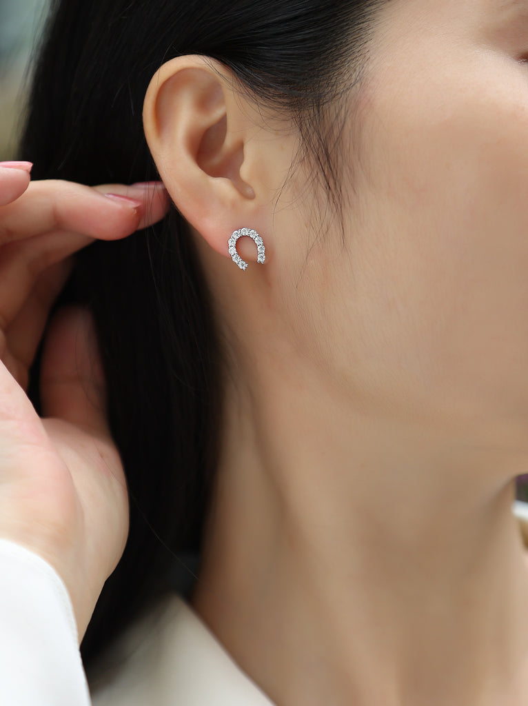 Seize Happiness - Earrings Set With Top-quality Moissanite S925 Silver And Platinum-plated Stud Earrings Are Fashionable And Trendy Accessories That Can Be Tested With A Diamond Pen