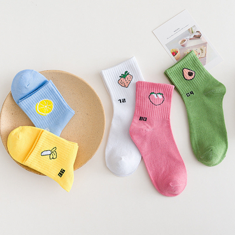 Female Cartoon Fruit Thigh High Socks