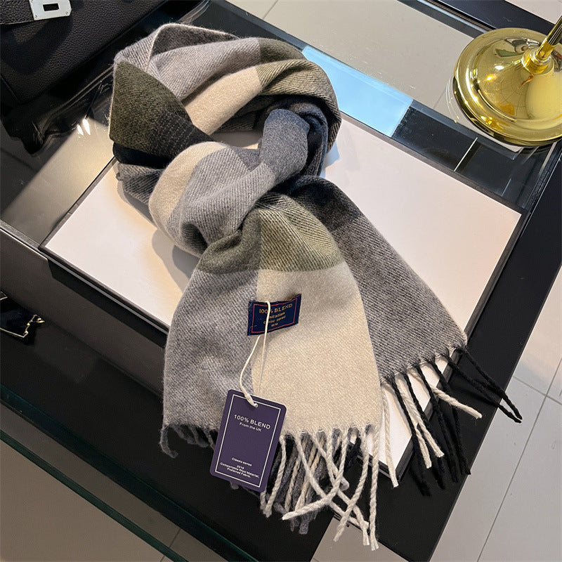 Unisex Cashmere-like Plaid Light Luxury Scarf