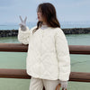 Korean Style Down Cotton Jacket Women's Short Light Round Neck