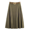Fashionable Elegant With Belt Pleated Skirt