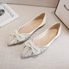 Pearl Rhinestone Bow Pointed Pumps Women