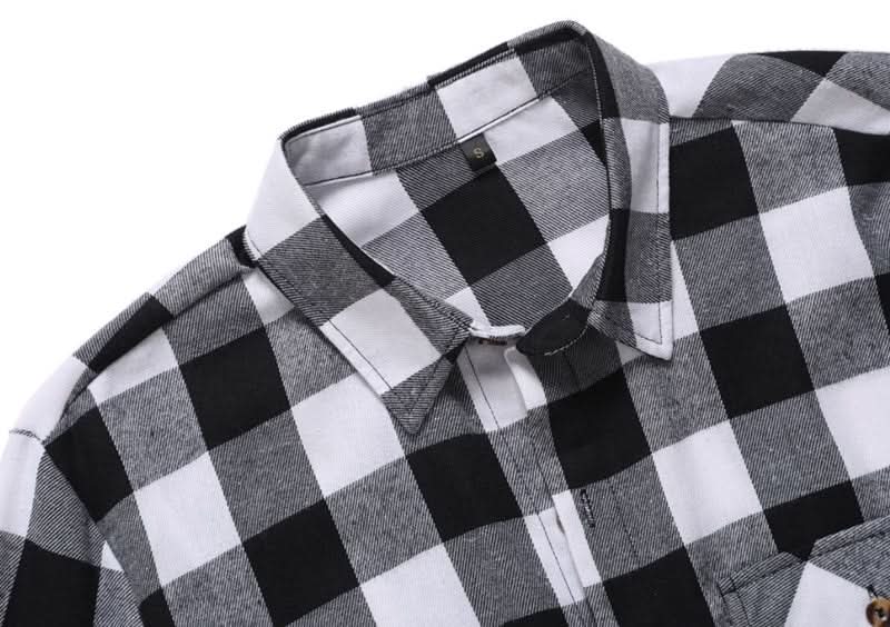 A Long - sleeved Pocket Checked Shirt With A Lapel For Young Men In Autumn And - Eshtree