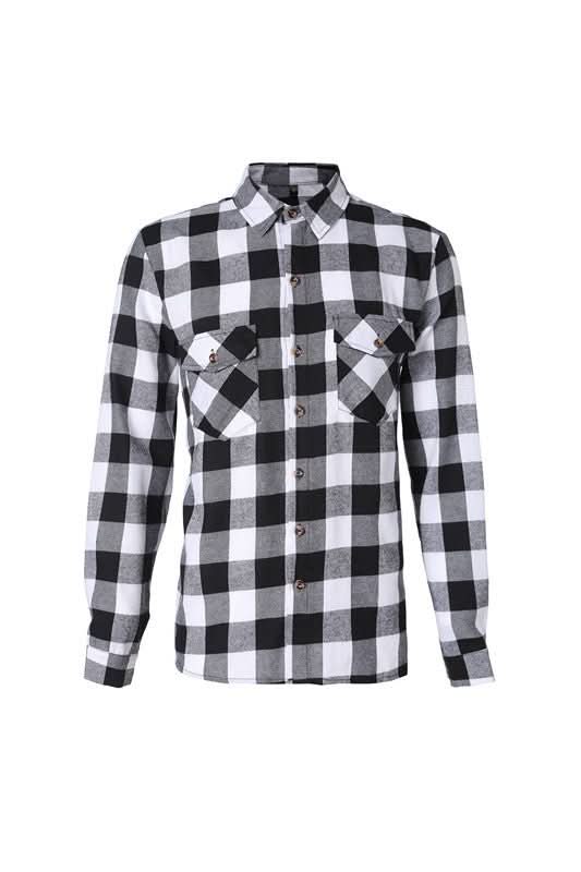 A Long - sleeved Pocket Checked Shirt With A Lapel For Young Men In Autumn And - Eshtree
