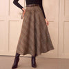 Elegant Retro Women's High Waist Plaid Ribbon Pocket Casual Skirt