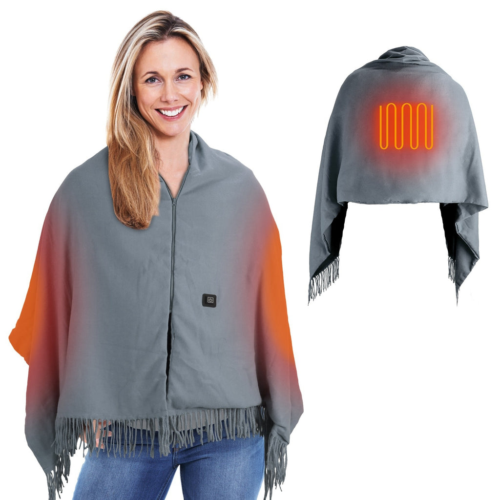 1Pc 79x24In USB Heated Shawl With Teasel Wearable Heating Blanket Electric Throw Wrap Indoor Outdoor With Zipper 3 Heating Levels Machine Washable For Outdoor Home Office