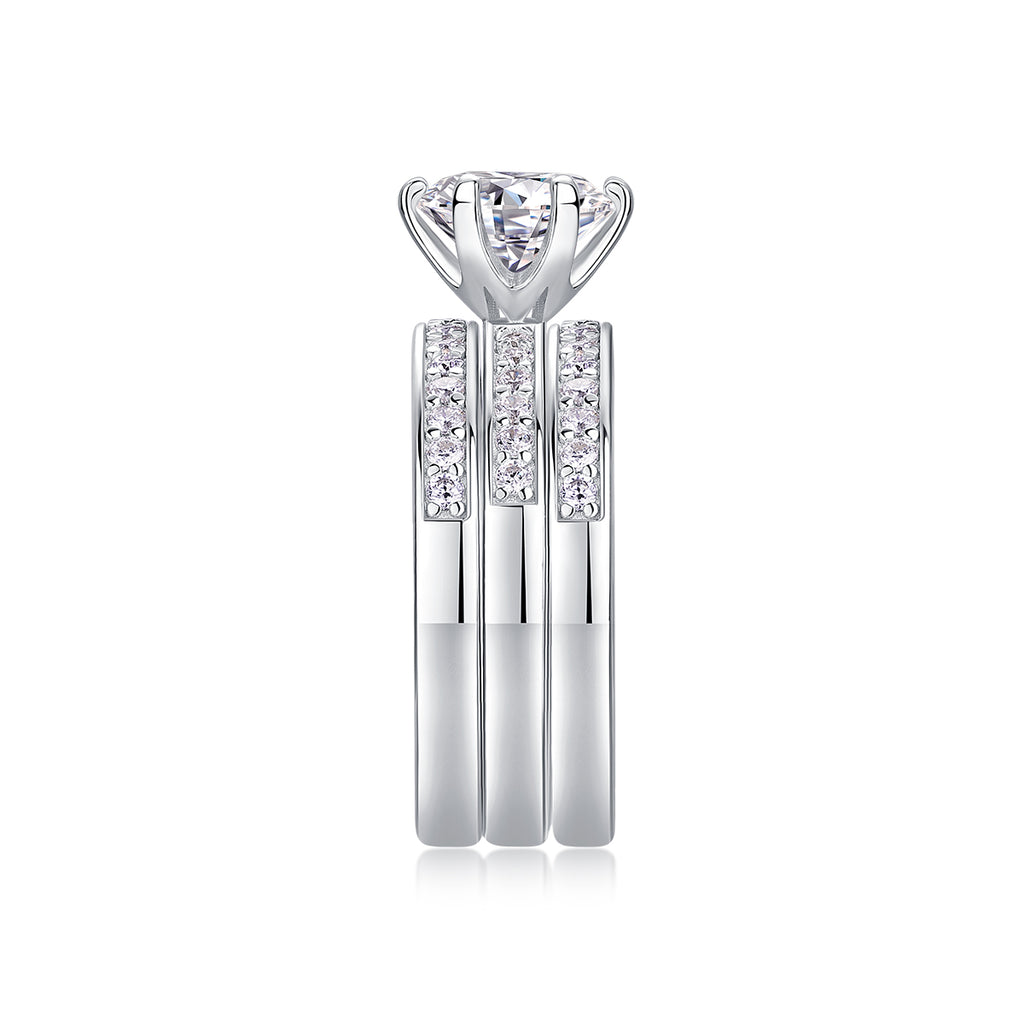 Surging - A Wedding Ring Set With 2-carat Top-quality Moissan S925 Silver And Platinum-plated Diamond Can Be Inspected With A Diamond Pen