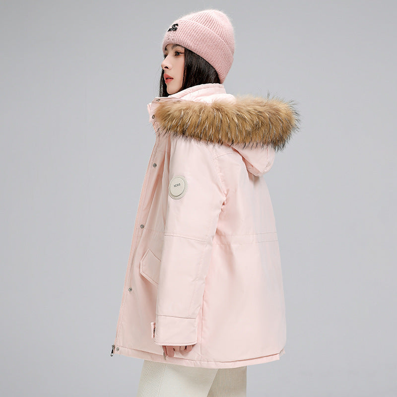 Mid-length Hooded Loose All-matching Thickened Cotton-padded Coat