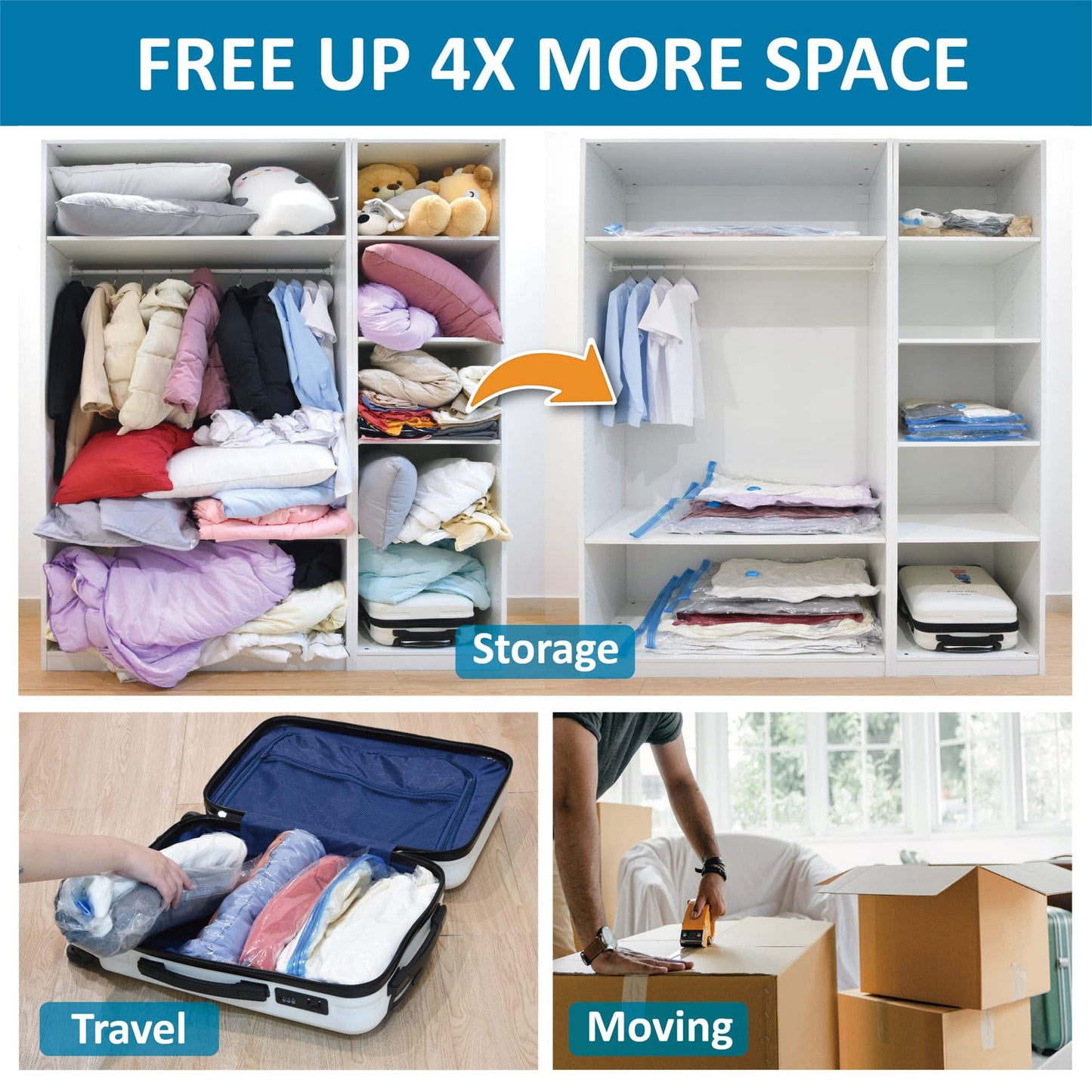 Transparent Clothing Blanket Compression Storage Bag