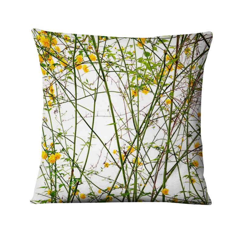 Floral Digital Print Pillowcase Green Plant Cushion Cover