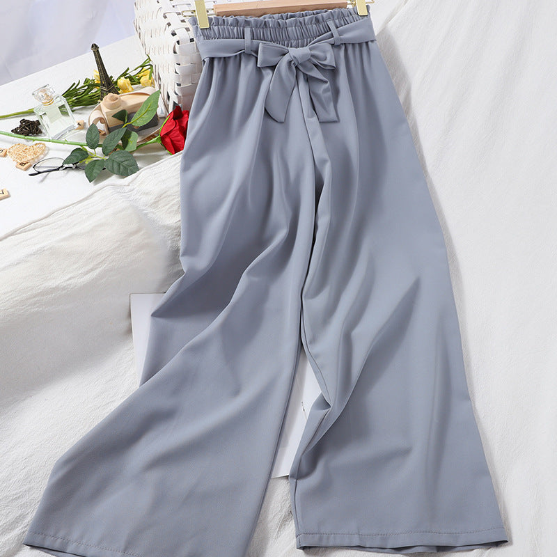 Fashion Banding Bud Elastic Waist Solid Color Casual Pants