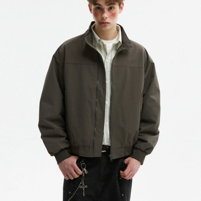 Stand Collar Jacket Men Autumn Pilot Silhouette Short Coat