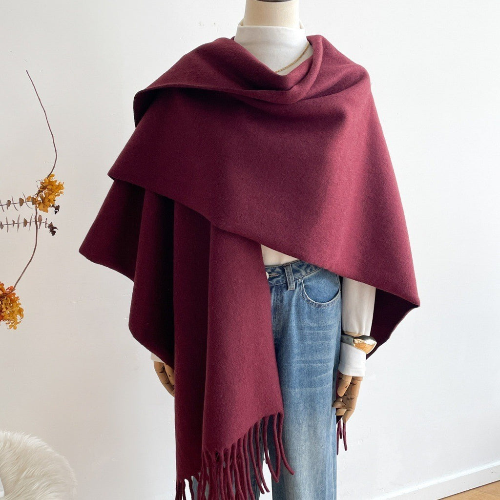 رداء خارجي دافئ للسفر عالي الجودة بتصميم ريترو أنيق بلون سادة