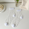 Spun Glass Crystal Tube Socks Women's Summer Thin Black Polka Dot Breathable Mesh