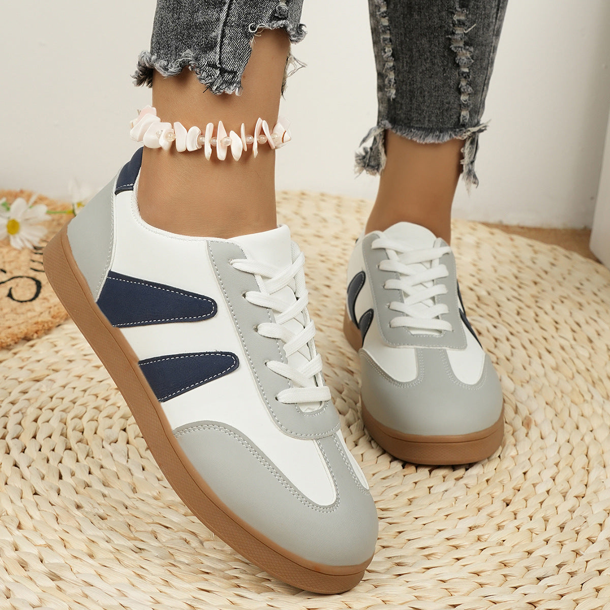 Women's Fashion Colorblock Flat Casual Shoes
