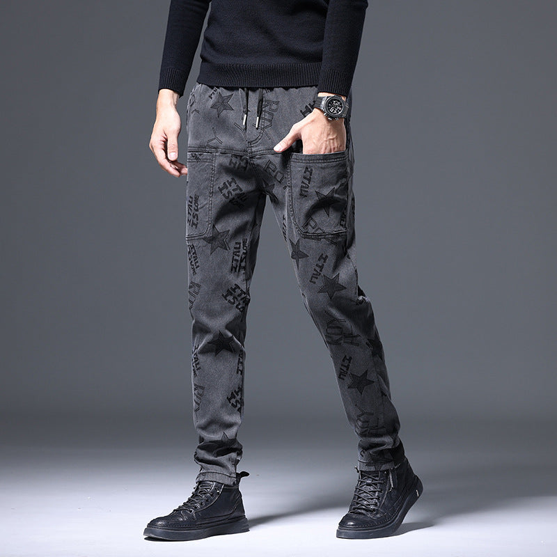 Mens Casual Slim-fit Straight-leg Trousers
