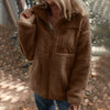 Lambswool Warm Fashion Solid Color Zipper Plush Coat