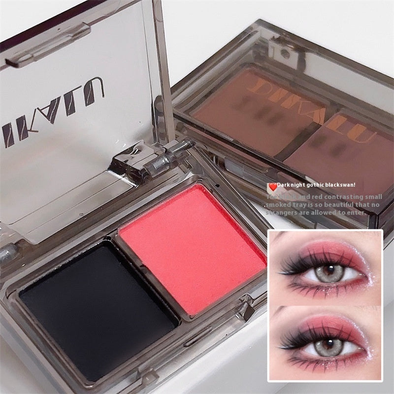 DIKALU Cool Two-tone Eye Shadow Plate Pink And Black Matte Shimmer Sweet And Spicy Punk