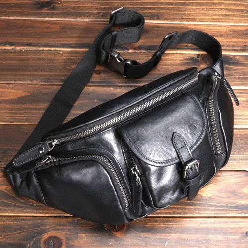 Outdoors Commute Slanted Chest Bag First Layer Cowhide High-grade All-match Trendy Backpack