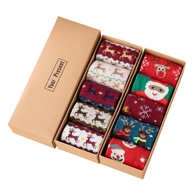 Boxed Christmas Stockings New Autumn And Winter Ladies Warm Wool Socks