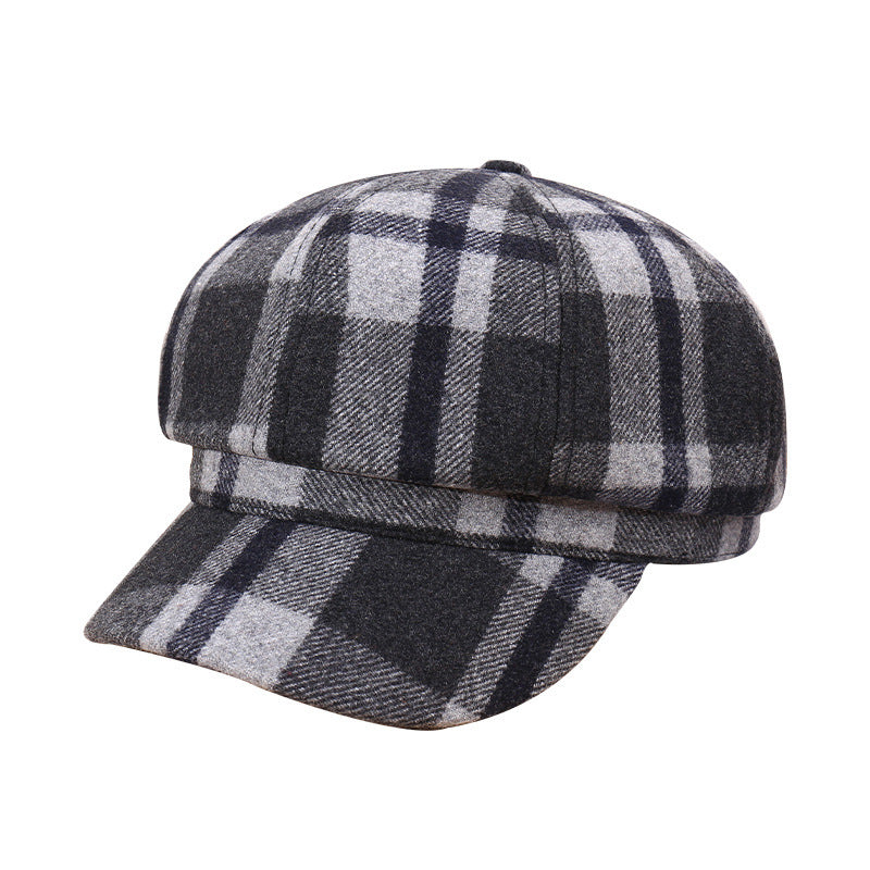 Fashion New Woolen Octagonal Hat Women