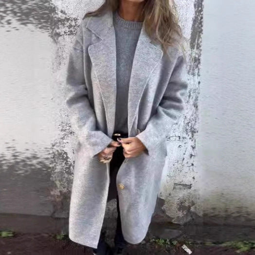 Women's Fall And Winter Lapels Long-sleeved Casual Jacket