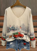 Christmas Element Printed Personal Leisure Autumn And Winter Christmas Collar Loose Sweater